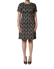 Dolce & Gabbana Black Logo Print Cotton Knee Length Dress