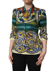Dolce & Gabbana Multicolor Majolica Print Cotton Blouse Top