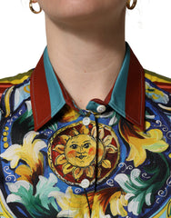 Dolce & Gabbana Multicolor Majolica Print Cotton Blouse Top