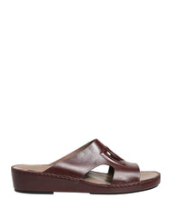 Dolce & Gabbana Maroon Leather Cutout DG Logo Sandals Shoes