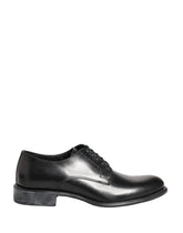 Dolce & Gabbana Black Calfskin Leather Derby Men Dress Shoes