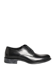 Dolce & Gabbana Black Calfskin Leather Derby Men Dress Shoes