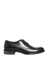 Dolce & Gabbana Black Calfskin Leather Derby Men Dress Shoes
