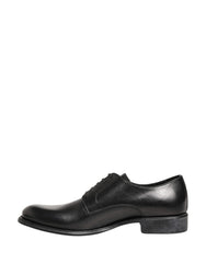 Dolce & Gabbana Black Calfskin Leather Derby Men Dress Shoes