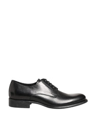 Dolce & Gabbana Black Calfskin Leather Derby Men Dress Shoes
