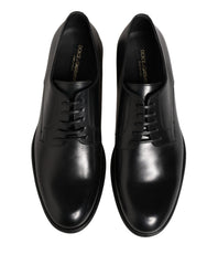Dolce & Gabbana Black Calfskin Leather Derby Men Dress Shoes