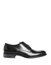 Dolce & Gabbana Black Calfskin Leather Derby Men Dress Shoes
