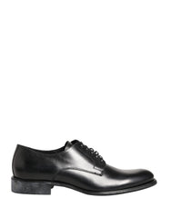 Dolce & Gabbana Black Calfskin Leather Derby Men Dress Shoes