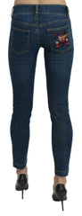Dolce & Gabbana Blue Slim Fit Cropped Mid Waist Denim Jeans