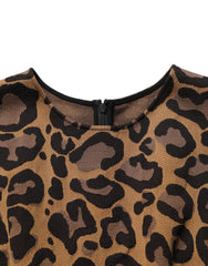 Dolce & Gabbana Brown Leopard Jacquard Knee Length Dress