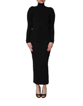 Dolce & Gabbana Black Long Sleeves Viscose Sheath Maxi Dress