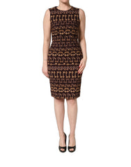 Dolce & Gabbana Brown Keys Fitted Sheath Knee Length Dress