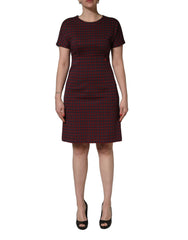 Dolce & Gabbana Red Black Checkered ShortSleeve Sheath Dress