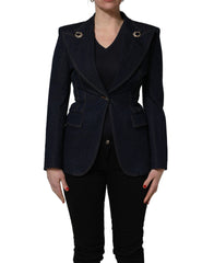 Dolce & Gabbana Blue Single-Breasted Denim Blazer Jacket
