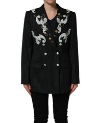 Dolce & Gabbana Black Stripe Double-Breasted Blazer Jacket
