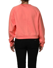 Dolce & Gabbana Pink Graphic Crew Neck Cropped Sweatshirt Sweater
