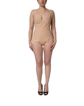 Dolce & Gabbana Nude Nylon Full Body Shaper Bodysuit Top