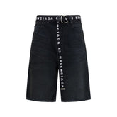 Balenciaga Black Cotton Bermuda Shorts