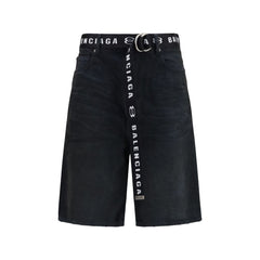Balenciaga Black Cotton Bermuda Shorts