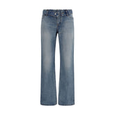 Alexander McQueen Blue Cotton Straight-Leg Jeans