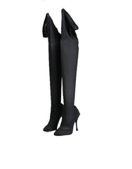 Dolce & Gabbana Black Stretch Socks Knee High Boots Shoes