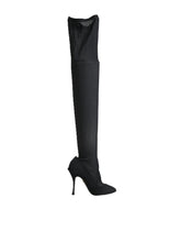 Dolce & Gabbana Black Stretch Socks Knee High Boots Shoes