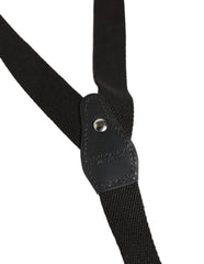 Dolce & Gabbana Black Cotton Leather Elastic Y-back Metal Clips Suspender