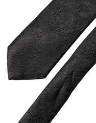 Dolce & Gabbana Black Solid 100% Silk Adjustable Men Tied Necktie Tie