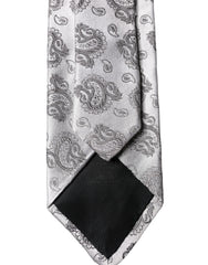 Dolce & Gabbana Silver Gray Paisley Silk Adjustable Men Tied Necktie Tie