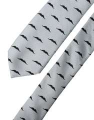 Dolce & Gabbana Light Gray Mustache Fantasy Silk Adjustable Necktie Tie