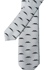 Dolce & Gabbana Light Gray Mustache Fantasy Silk Adjustable Necktie Tie