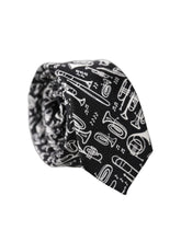 Dolce & Gabbana Black Trumpet Print Silk Adjustable Men Tied Necktie Tie