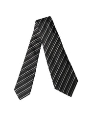 Dolce & Gabbana Black White Stripes Silk Adjustable Women Necktie Tie