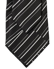 Dolce & Gabbana Black White Stripes Silk Adjustable Women Necktie Tie