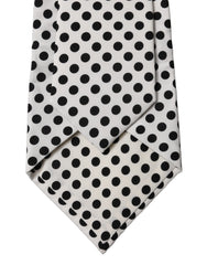 Dolce & Gabbana White Black Polka Dot Silk Adjustable Women Necktie Tie
