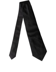 Dolce & Gabbana Black Solid Satin Silk Adjustable Women Necktie Tie