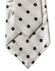 Dolce & Gabbana White Black Polka Dot Silk Adjustable Women Necktie Tie