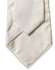 Dolce & Gabbana Off White Solid Silk Adjustable Women Tied Necktie Tie