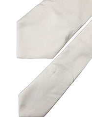 Dolce & Gabbana Off White Solid Silk Adjustable Women Tied Necktie Tie