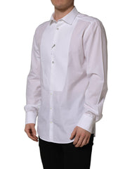 Dolce & Gabbana White Bib Cotton Poplin Dress Formal Shirt