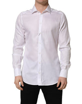 Dolce & Gabbana White Cotton Collared Dress Formal Men Shirt