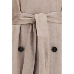 Brunello Cucinelli Multicolor Linen Trench Coat