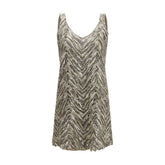 Brunello Cucinelli Beige Paper Cocktail Dress