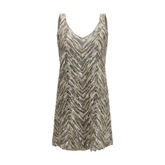 Brunello Cucinelli Beige Paper Cocktail Dress
