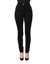 Dolce & Gabbana Black Nylon Stretch Skinny High Waist Pants