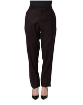 Dolce & Gabbana Brown Straight Leg Dress Silk Trousers Pants
