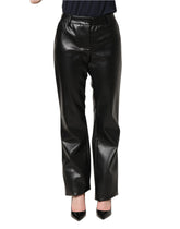 Dolce & Gabbana Black PU Leather High Waisted Trouser Pants