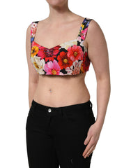 Dolce & Gabbana Multicolor Floral Cropped Bustier Tank Top