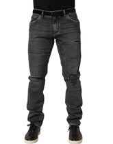 Dolce & Gabbana Dark Grey Distressed Mid Waist Denim Jeans