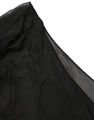 Dolce & Gabbana Black Wrap Sheer Chiffon One Shoulder Top